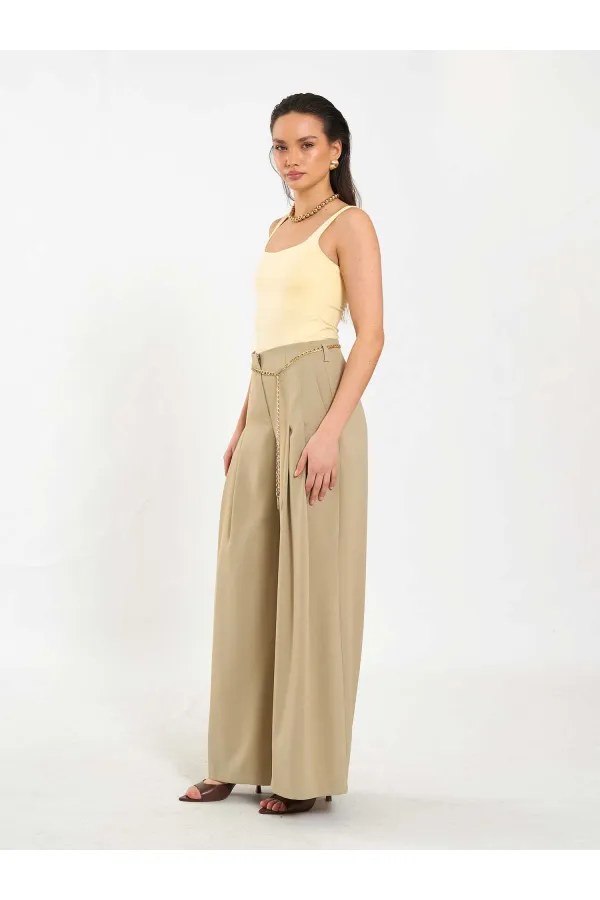 031641 Double Pleated Trousers with Trim