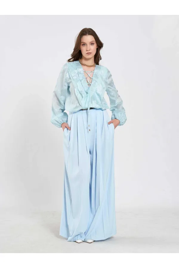 031676 Pleated Loose Fit Belted Trousers 031676 Pleated Loose Fit Belted Trousers