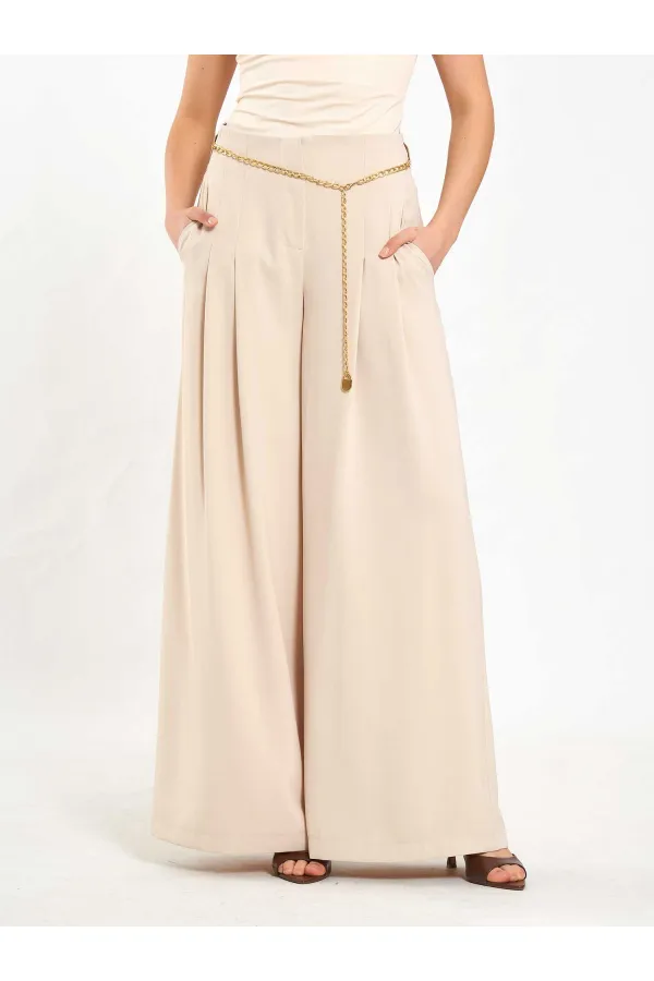 031641 Double Pleated Trousers with Trim