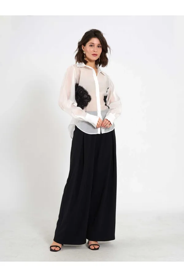 Chemise à détails en dentelle 080812