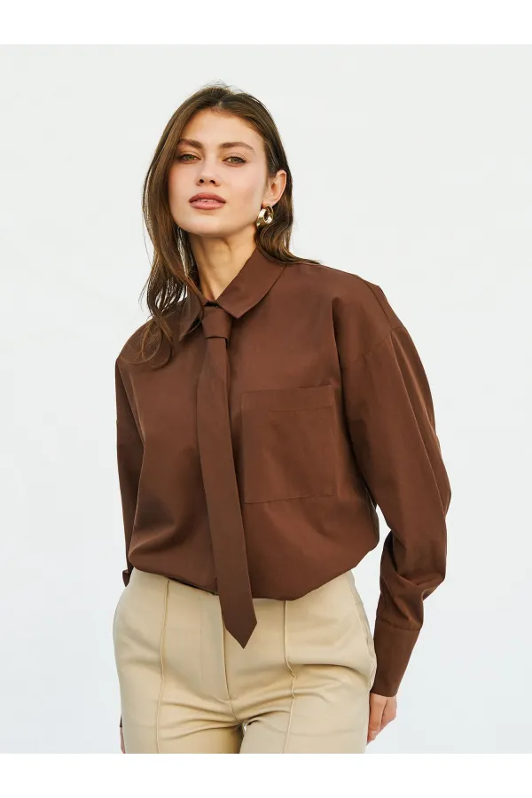 080733 Kravatlı Tek Cep Gömlek