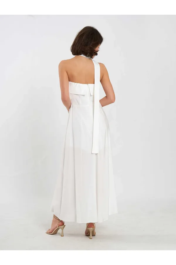 111706 Straplez Yırtmaçlı Elbise