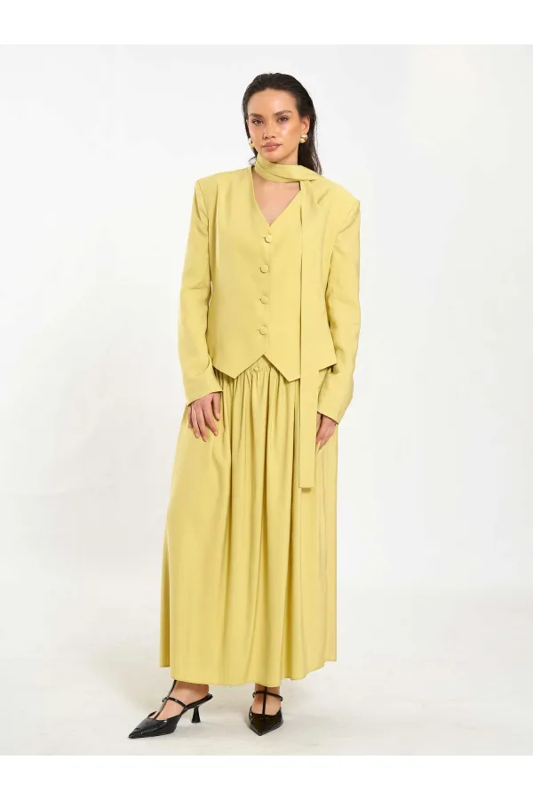 041171 Corset-style Long Front Buttoned Skirt