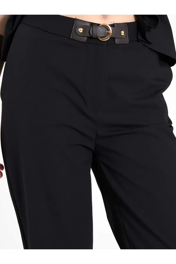 031673 Stella Straight Leg Trousers with Belt Buckle