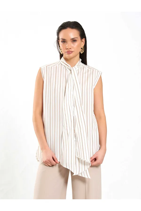 080804 Flarlı Kolsuz Gömlek