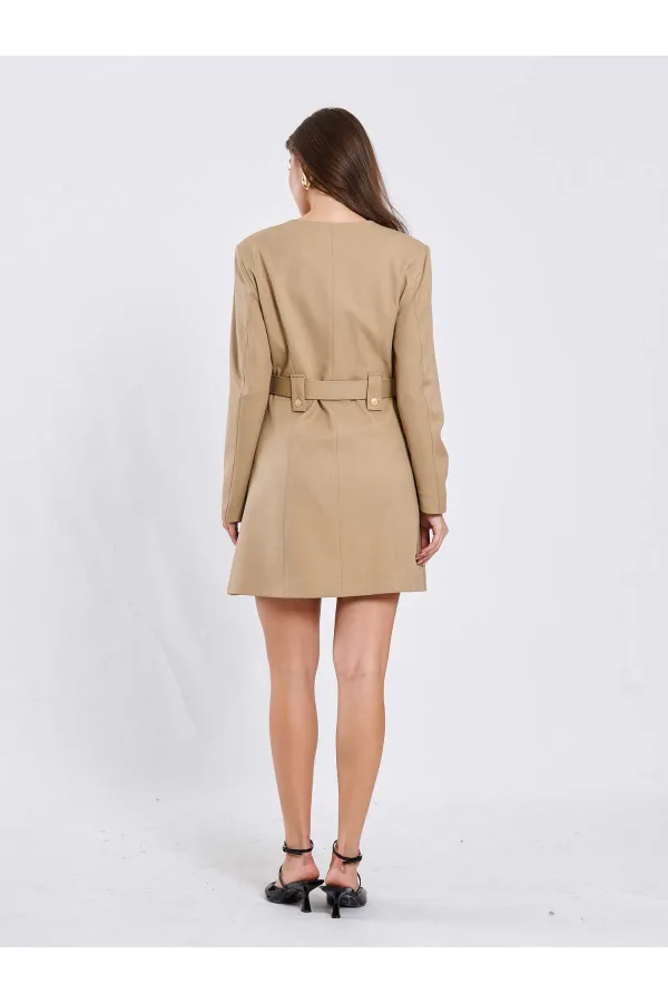 111640 Kendinden Kemerli Mini Elbise