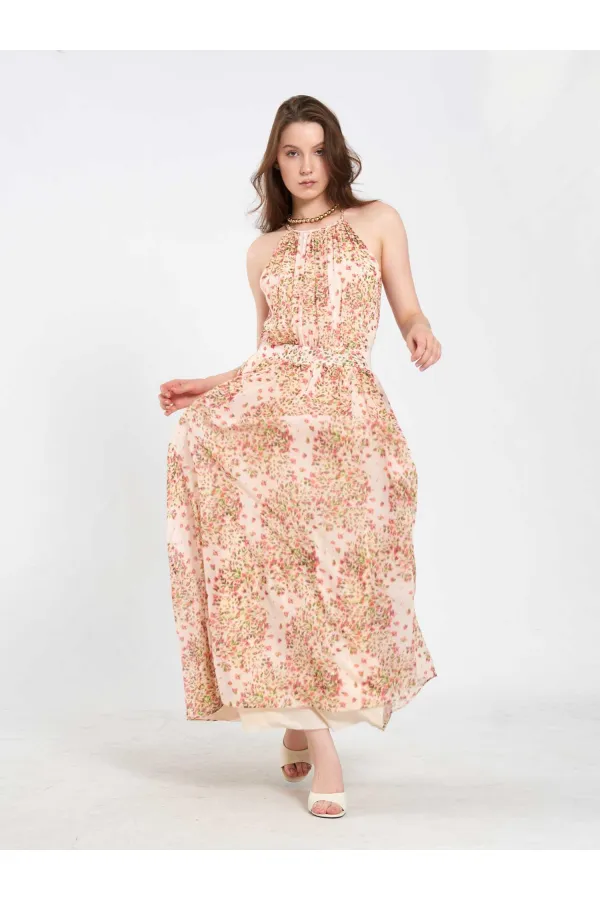 111745 Long Chiffon Dress with Backless Design 111745 Long Chiffon Dress with Backless Design