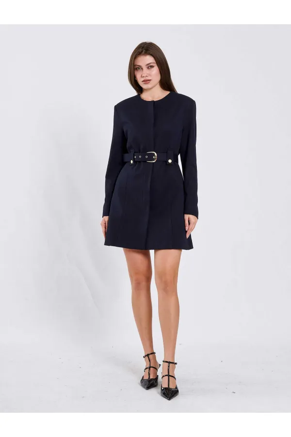 111640 Kendinden Kemerli Mini Elbise