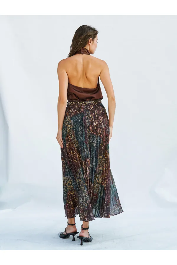 Jupe plissée 041110 avec ceinture à chaîne