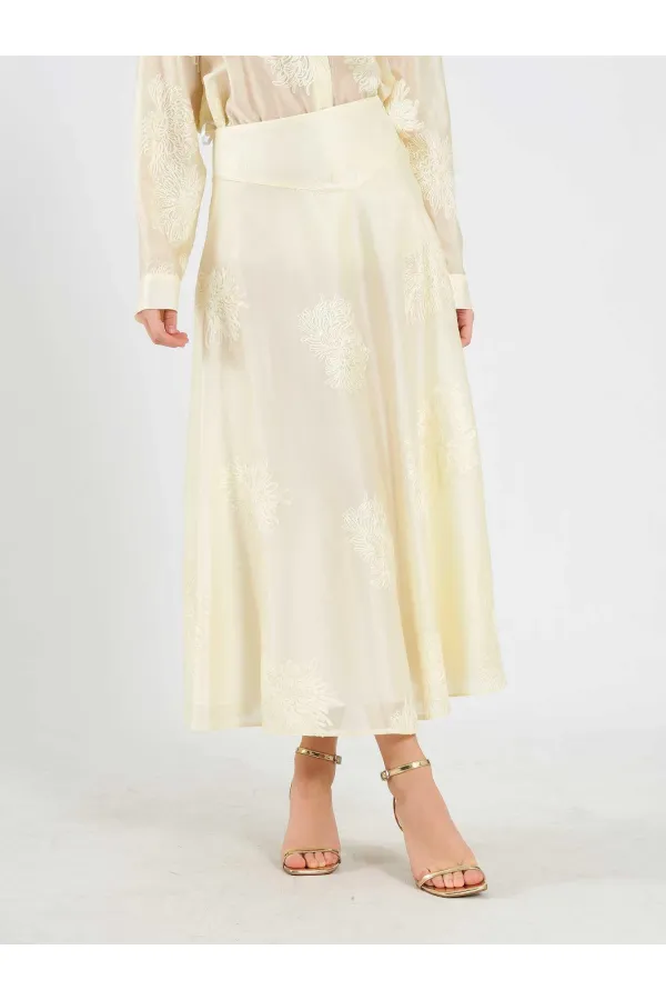 Jupe midi à volants 041192