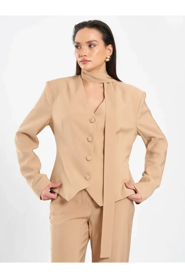 131049 Veste châle à col en V