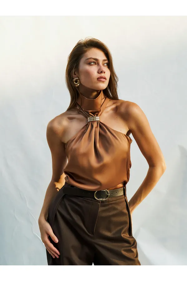 071773 Buckled Satin Blouse