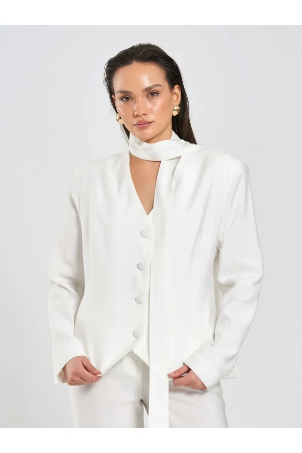 131049 Veste châle à col en V