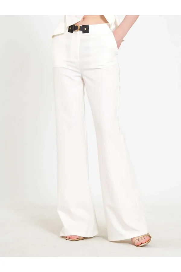 031673 Stella Straight Leg Trousers with Belt Buckle