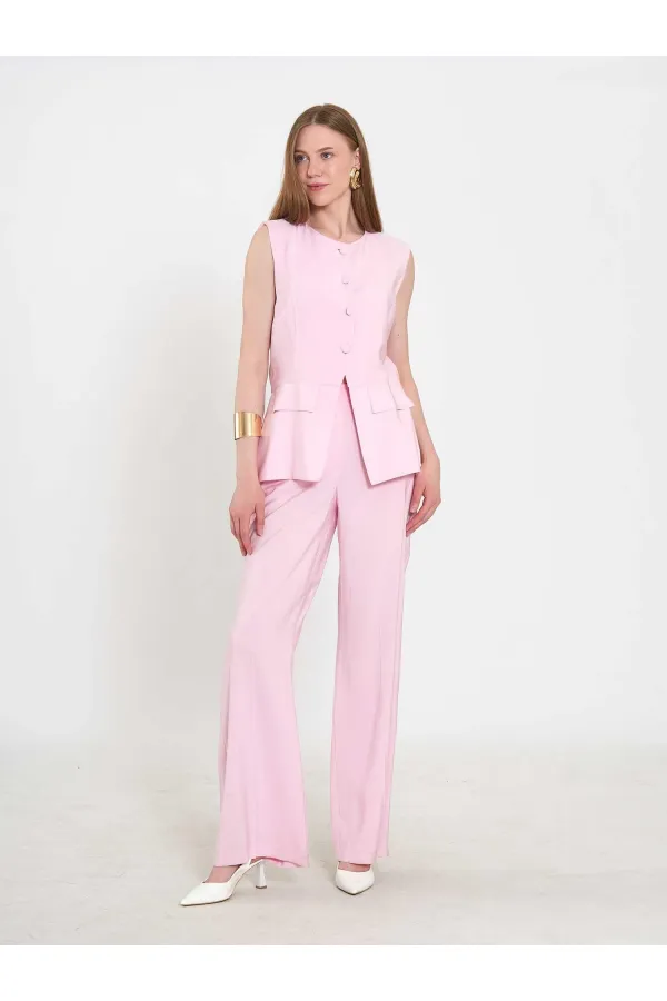 120732 Vest with Ruffled Hem