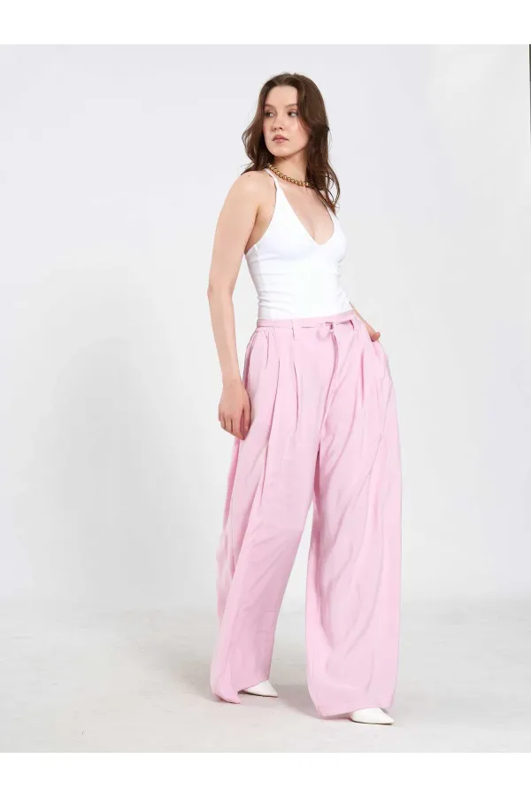 031678 Elastic Waist Detail Belted Trousers 031678 Elastic Waist Detail Belted Trousers