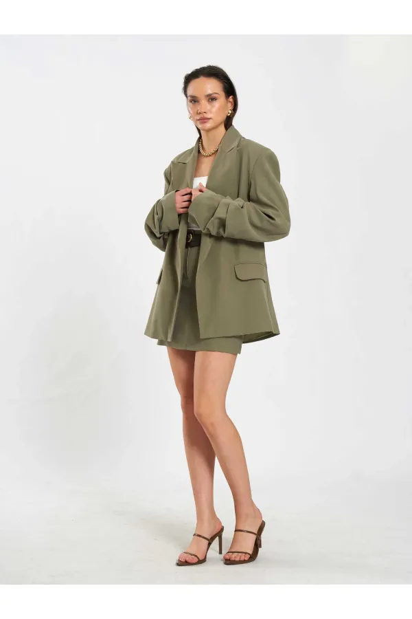 131046 Veste oversize à manches plissées