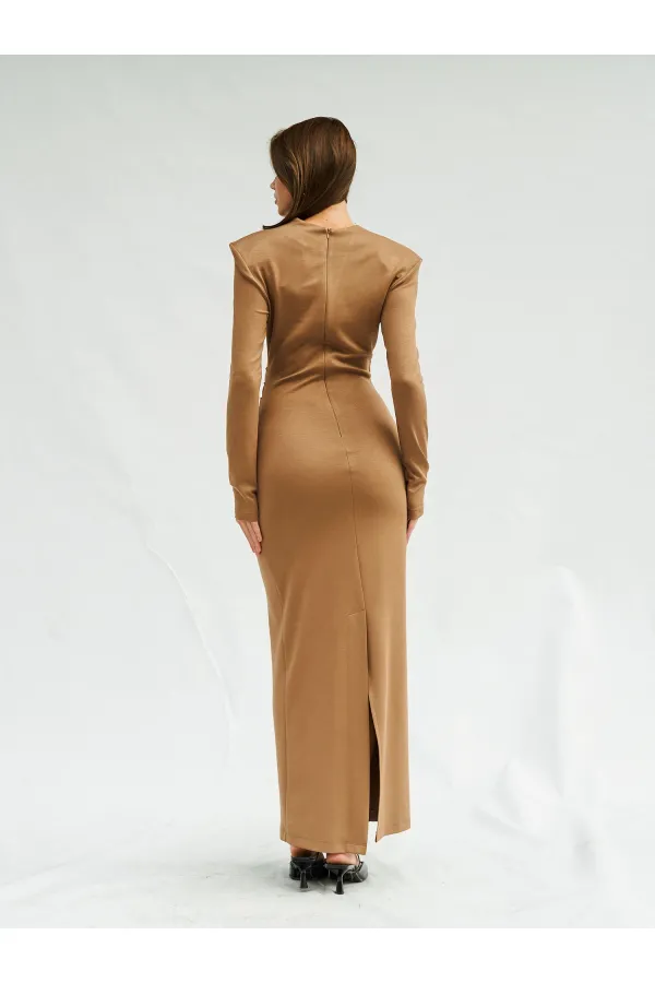 111632 Front V-Neck Padded Dress