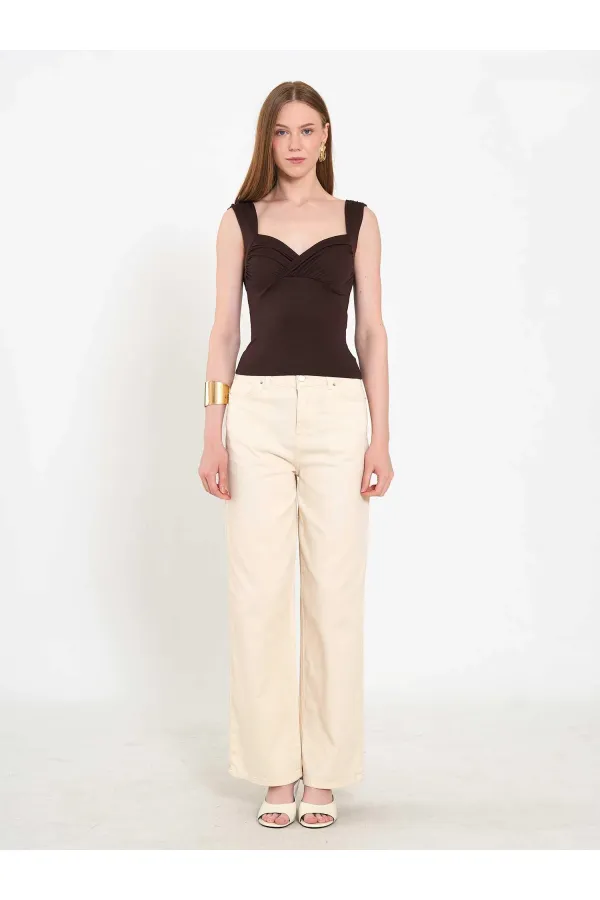 071926 Draped Front Knitted Blouse