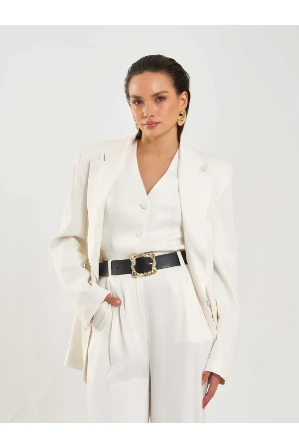 131055 Tek Düğme Oversize Ceket