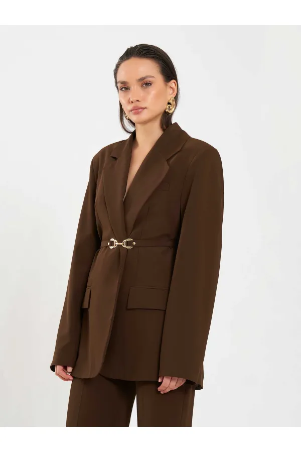 131060 Kemer Detaylı Oversize Ceket