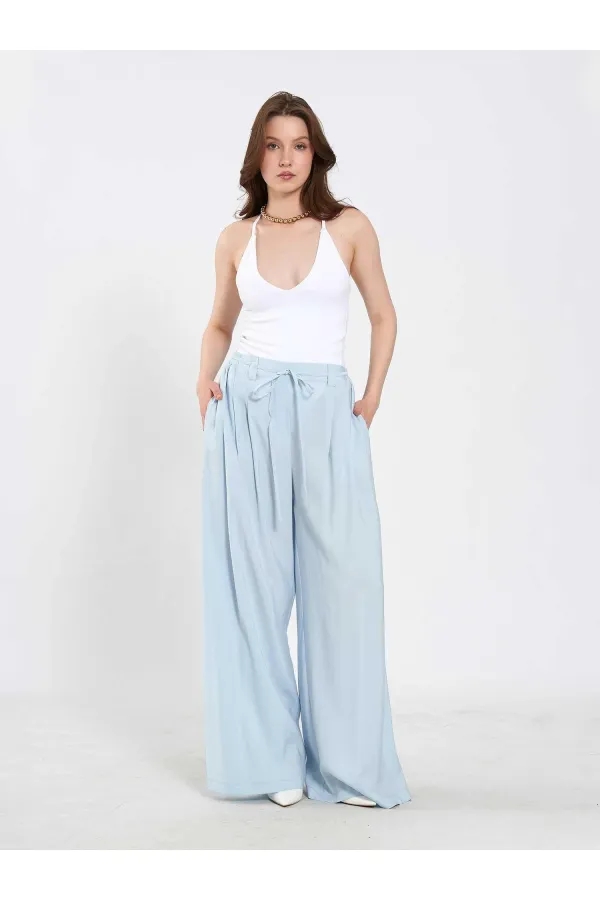 031678 Beli Lastik Detaylı Belden Bağlamalı Pantolon 031678 Beli Lastik Detaylı Belden Bağlamalı Pantolon