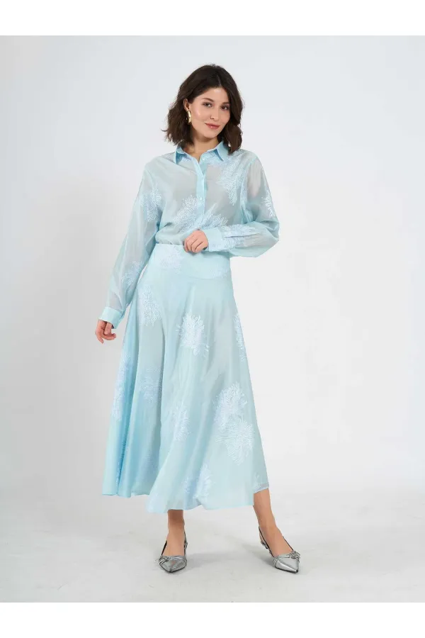 Jupe midi à volants 041192