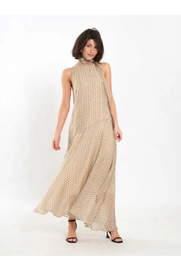 111709 Long Polka Dot Shawl Dress