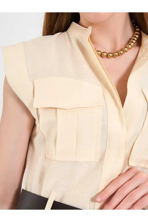 111720 Ayos Linen Mini Dress with Pocket Detail