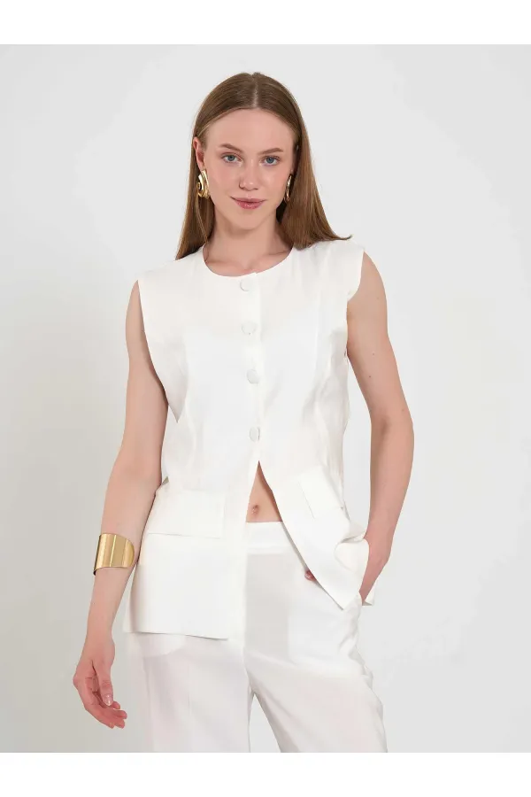 120732 Vest with Ruffled Hem