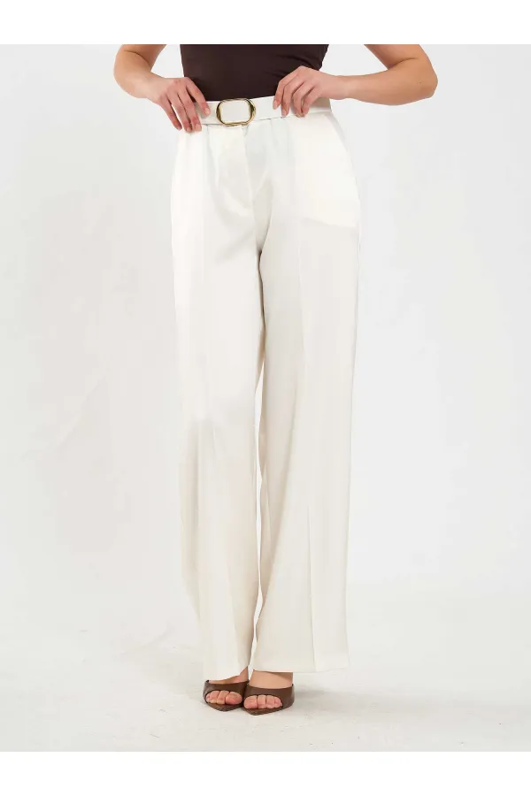 031656 Satin Belted Straight Leg Trousers