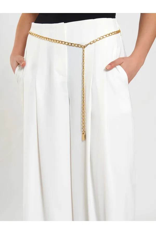 031641 Pervazlı Çift Pile Pantolon