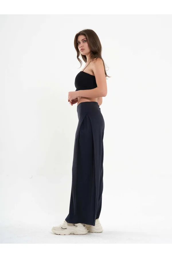 031595 Wide Leg Trousers with Side Pleats
