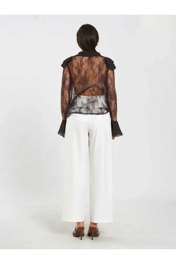 080791 Ruffle Detail Lace Blouse