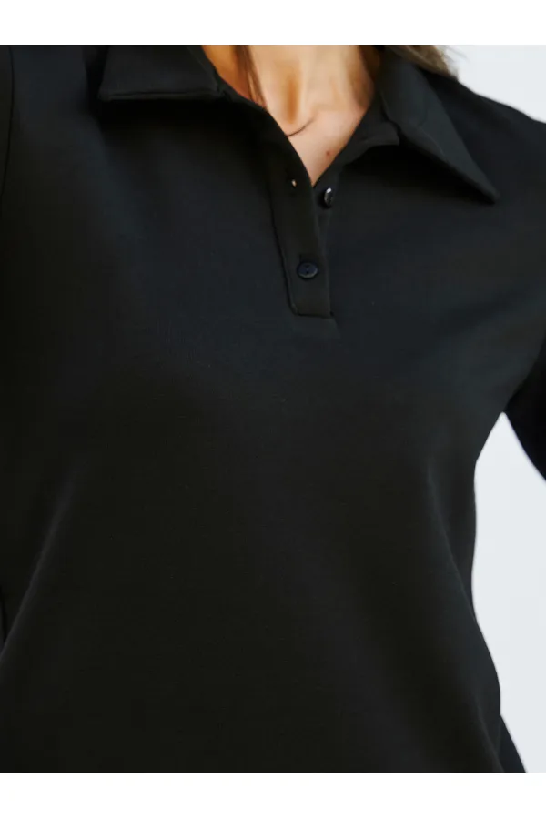 071824 Vatkalı Polo Yaka Bluz