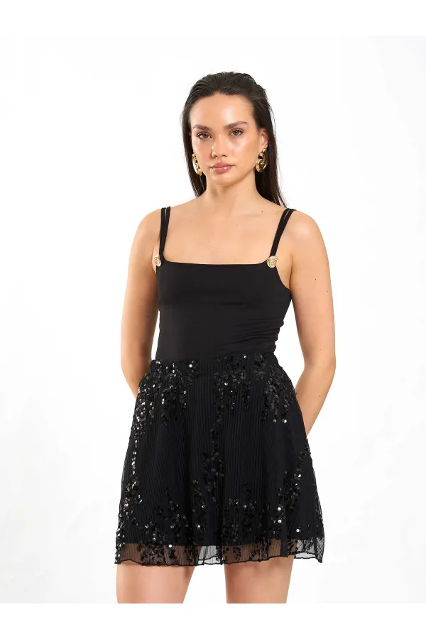 Jupe à sequins taille élastique 041183