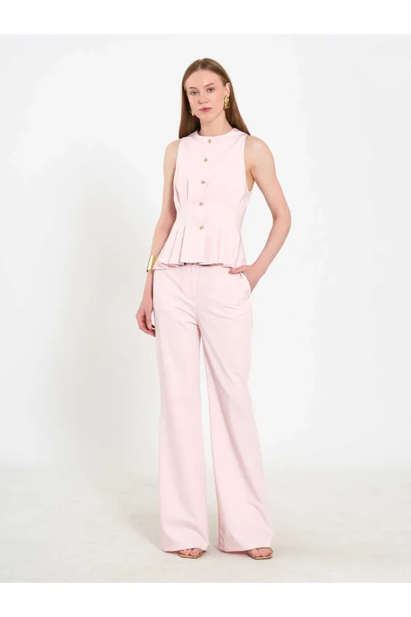 031673 Stella Straight Leg Trousers with Belt Buckle