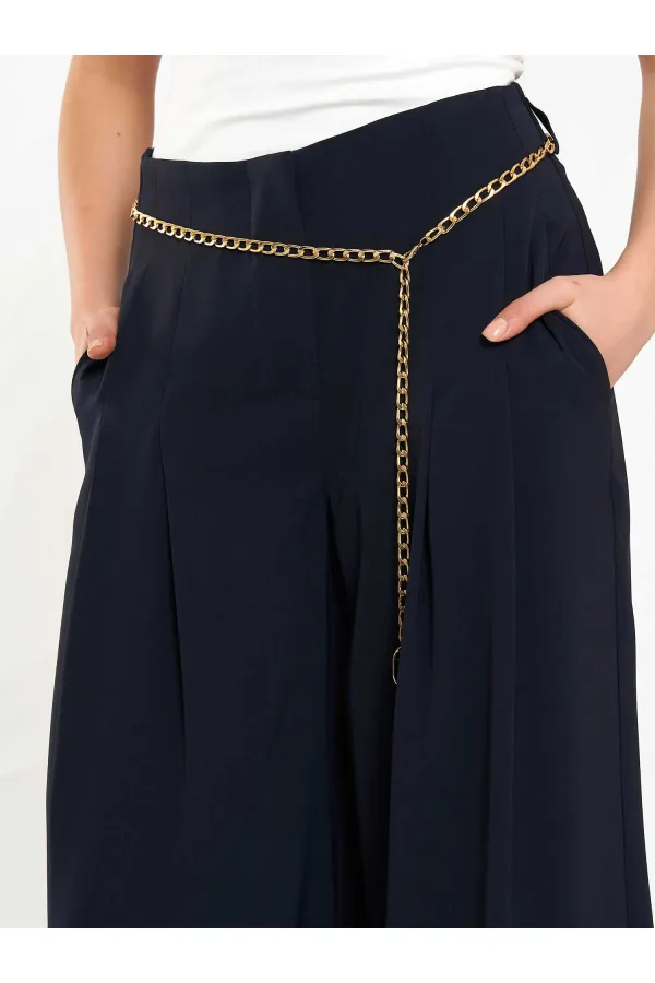 031641 Double Pleated Trousers with Trim