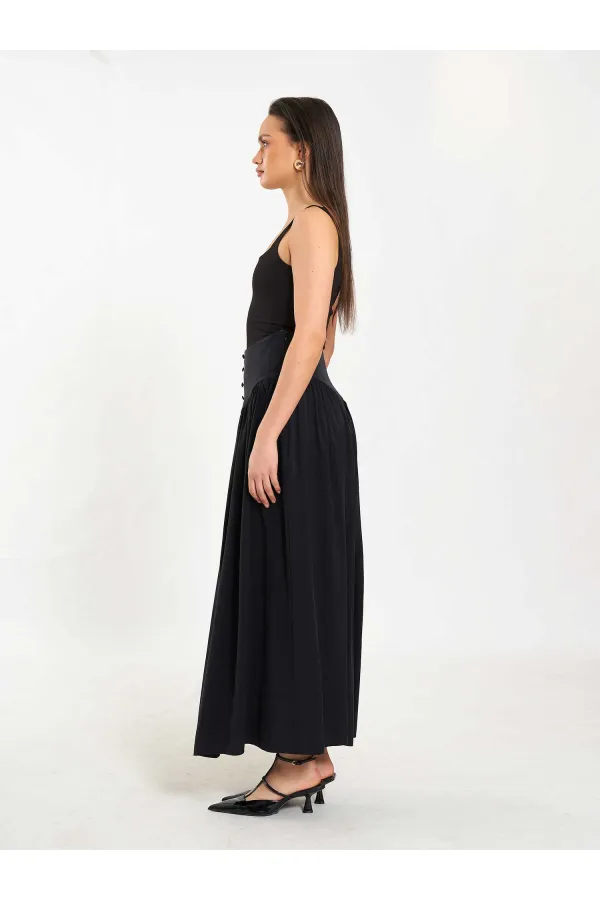 Jupe longue boutonnée sur le devant, style corset, référence 041171