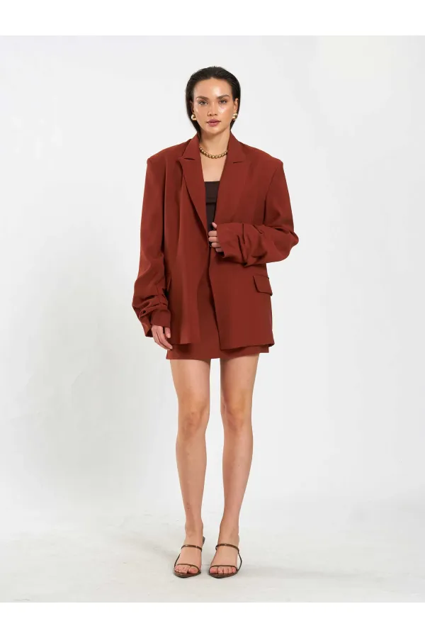 131046 Oversize Kolları Pileli Ceket