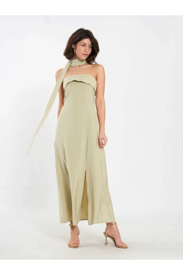 111706 Strapless Dress with Slit