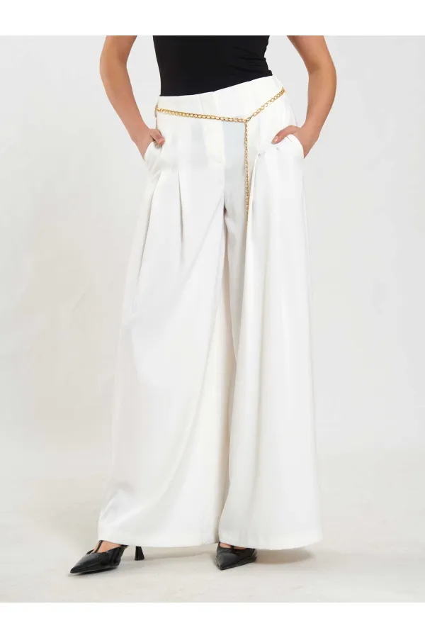 031641 Pervazlı Çift Pile Pantolon