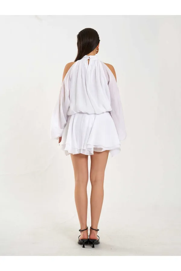 041182 Beli Nervürlü Mini Etek