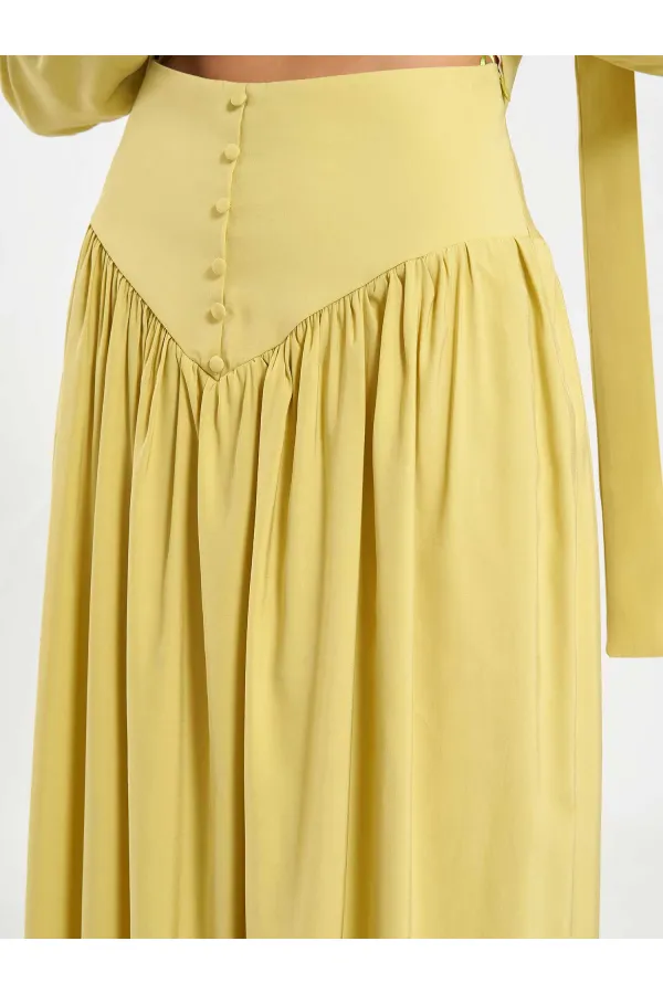 041171 Corset-style Long Front Buttoned Skirt