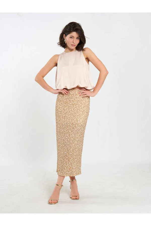 041185 Sequined Midi Skirt