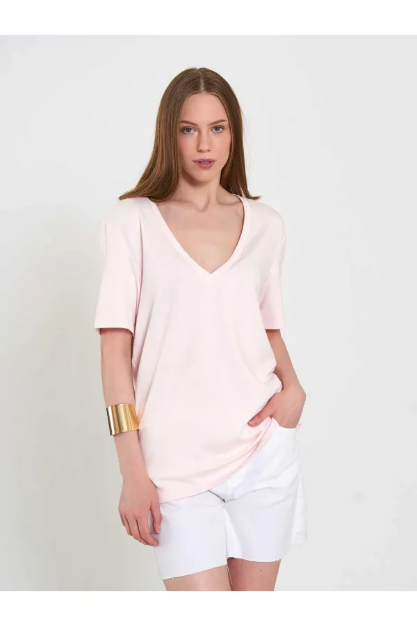 050736 V-Neck Knitted T-Shirt