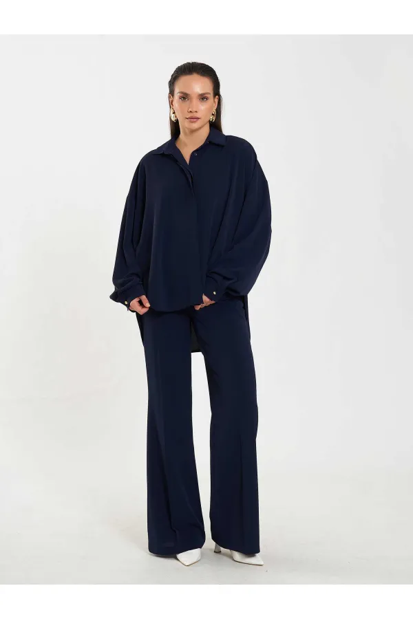 Chemise basique à patte de boutonnage cachée 080802