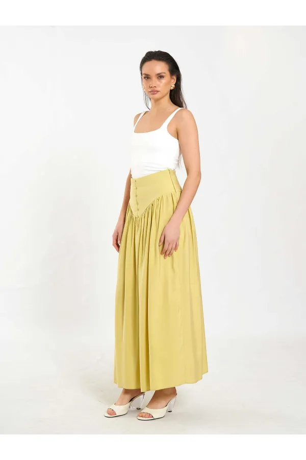 041171 Corset-style Long Front Buttoned Skirt