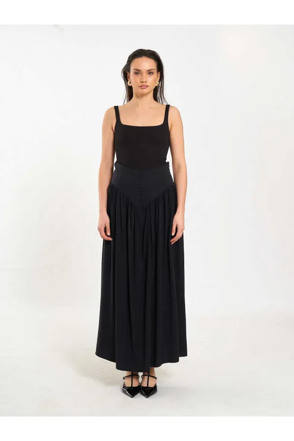 Jupe longue boutonnée sur le devant, style corset, référence 041171