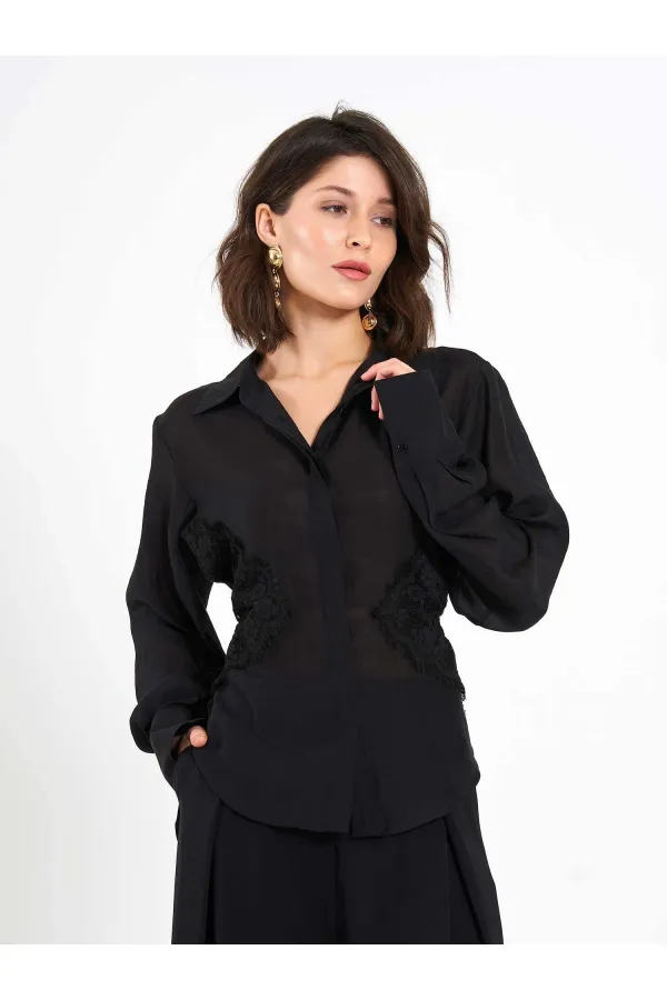 Chemise à détails en dentelle 080812